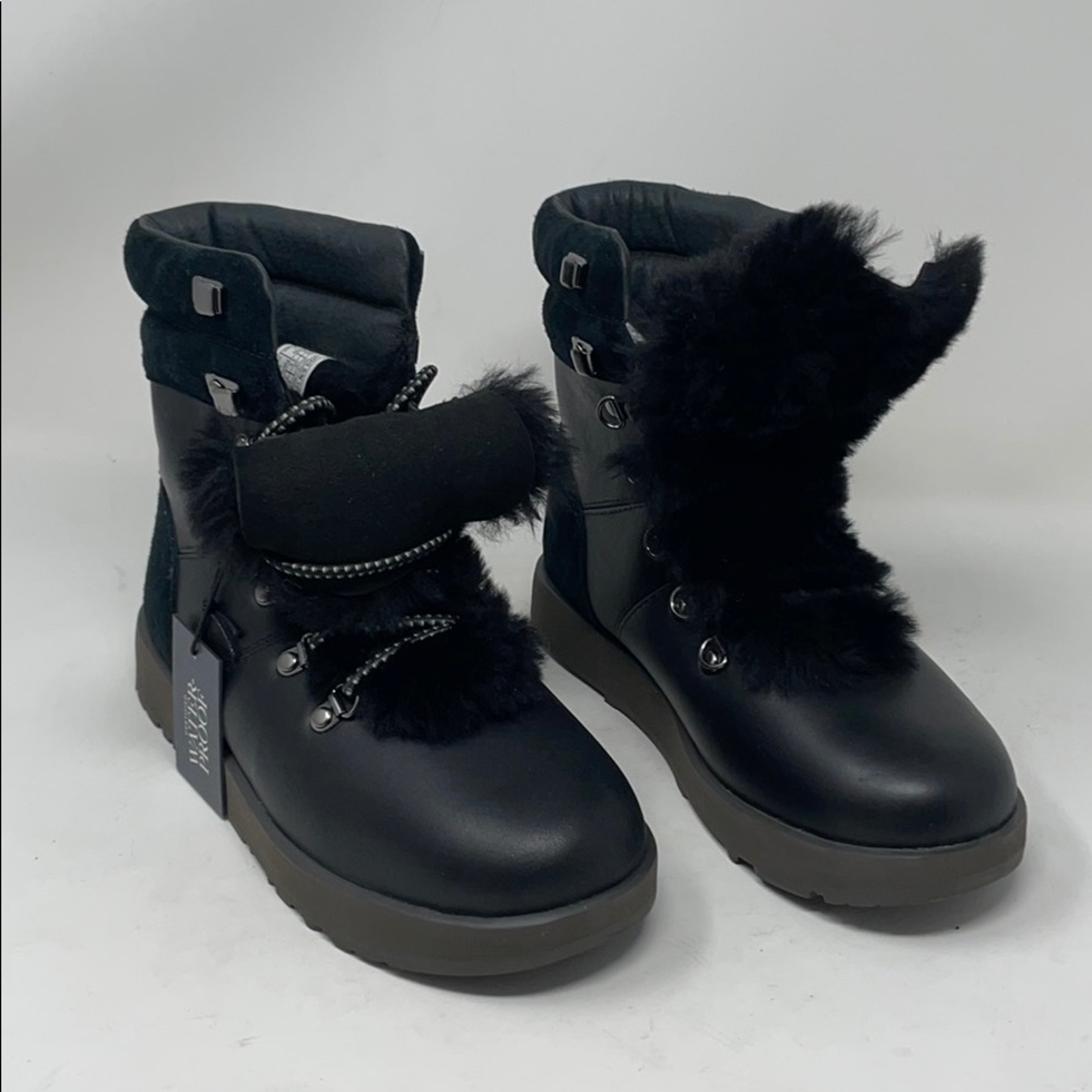UGG Black Ankle Boots with Fur Detail